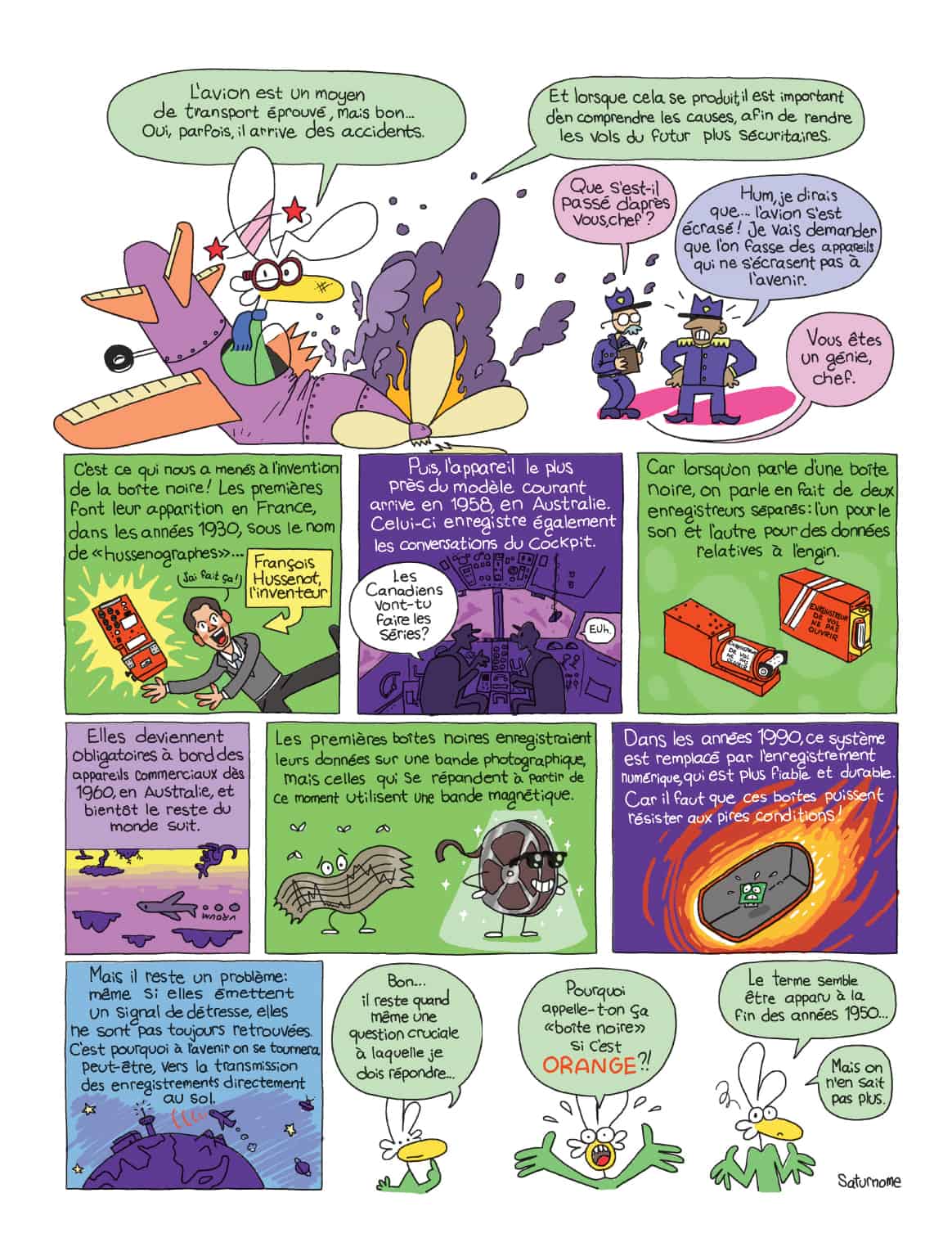 Bande dessinée de Saturnome, Québec Science, juillet-août 2018