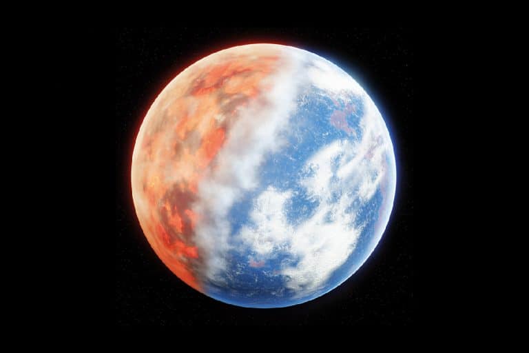 Vue d’artiste d’une planète sèche, riche en hydrogène, accumulant peu à peu de l’eau